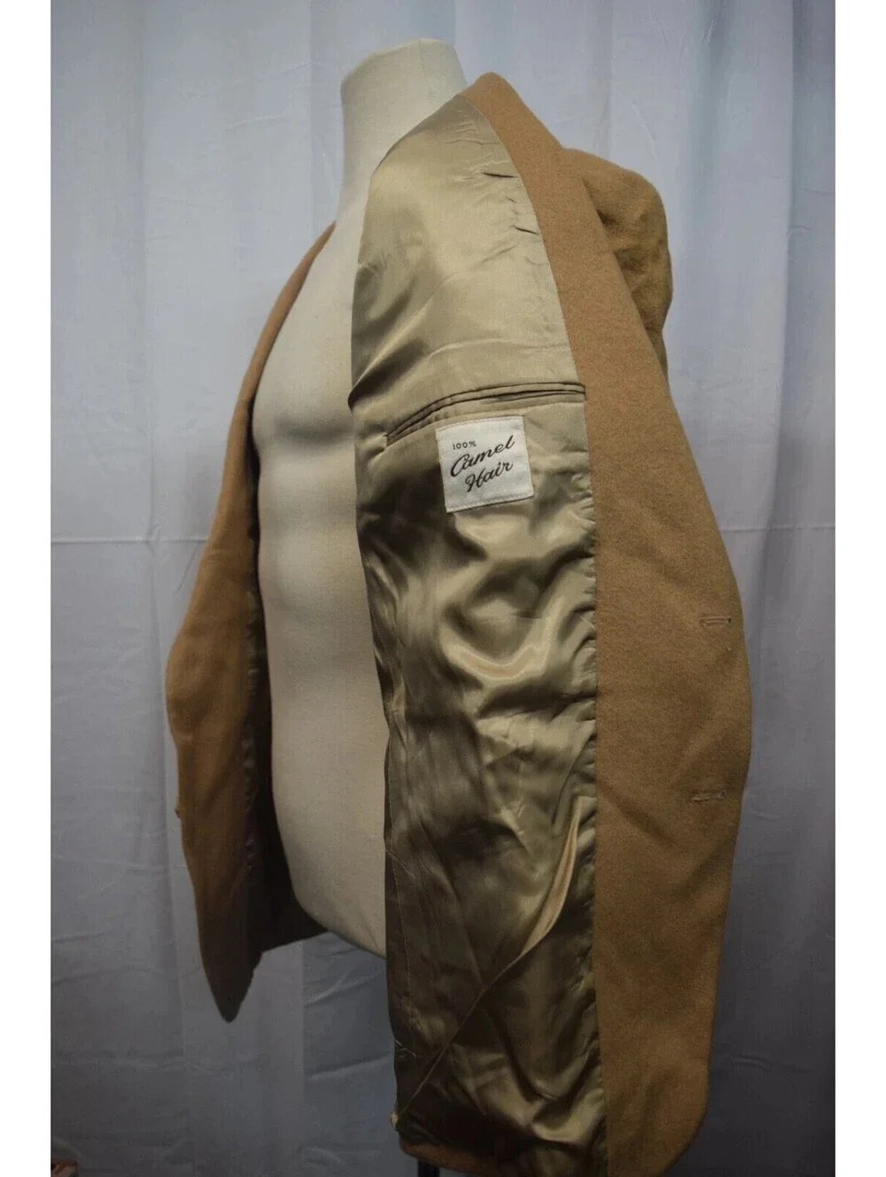 VTG Jefferson 100% Camel Hair Made in USA Men's Size 48R Beige Button-up Blazer